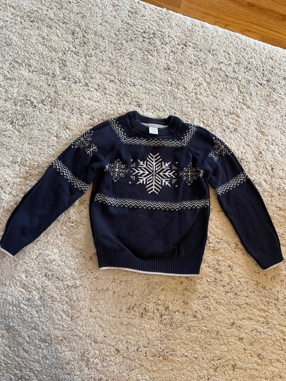 Gymboree Navy and White Snowflake Pullover 100% cotton sweater